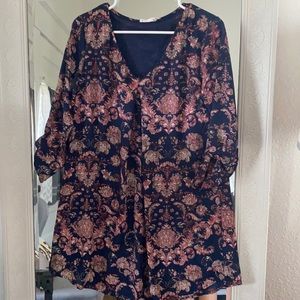 Lush paisley swing v neck dress